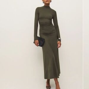 Reformation Olive Long Sleeve Maxi Dress